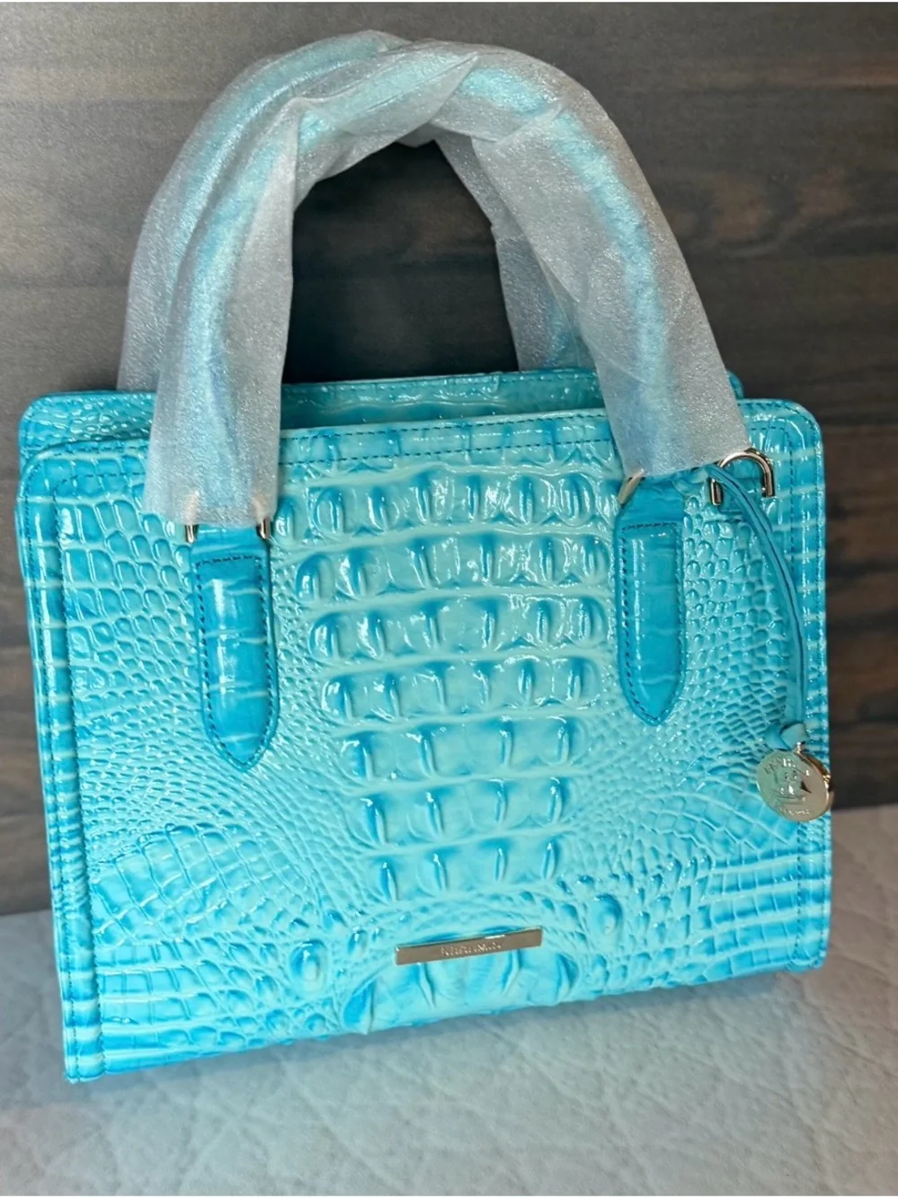 BRAHMIN TROPIC BLUE CAMI SATCHEL NWT Turquoise Tropical
